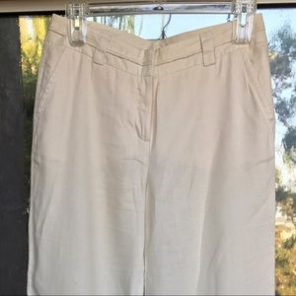 Tall White Linen Pants size 10 -  M